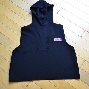 Stella Mccartney Logo Patch Sleeveless Cropped Hoodie Size S Black